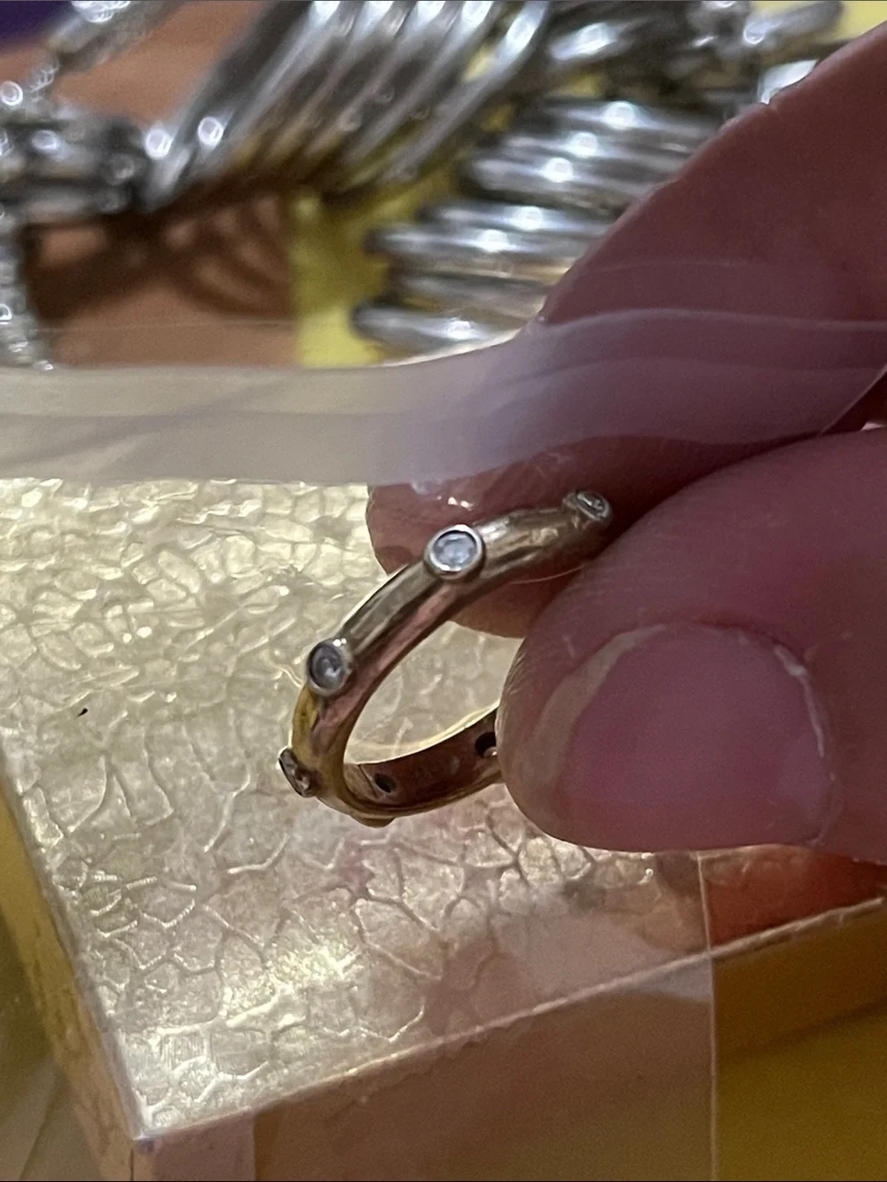 Gold Crystal Accent Stackable Ring - Picture 5 of 8